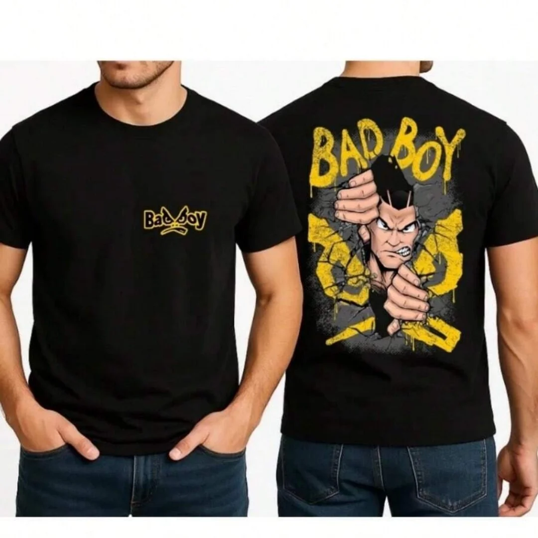 Street Fashion For Boy - Модная мужская черная футболка с мультяшным