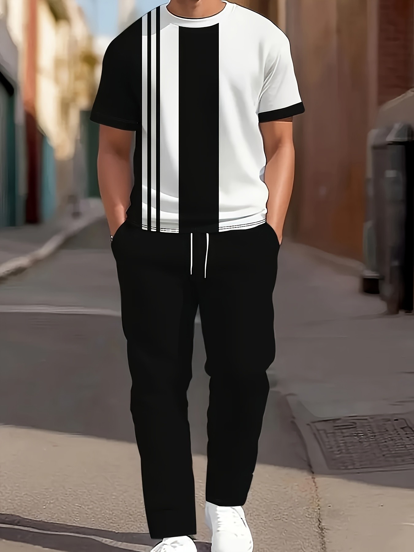Street Fashion Style - Новый летний мужской комплект 2026: футболка